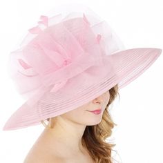 Dress Hat With Bow And Feather Weight 2.6oz Size: Brim 5" X Crown Height 5" X Crown Diameter 7.5" Pink Chic Curved Brim Top Hat For Spring, Chic Spring Top Hat With Curved Brim, Fitted Flat Brim Top Hat For Spring, Spring Fitted Flat Brim Top Hat, Spring Top Hat With Short Brim, Spring Fitted Cloche Hat With Flat Brim, Chic Brimmed Top Hat For Spring, Wide Brim Hats For Spring Garden Party, Wide Brim Hat For Garden Party In Spring