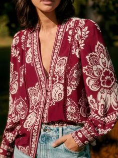 Floral Print Shirt Women, White Embroidered Shirt, Print Shirts Women, Romper And Jacket, Geometric Fabric, Floral Print Shirt, Ethnic Print, European Designs, Inspiration Mode