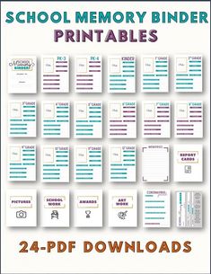 the school memory binder printables are available for all ages and abilities to use