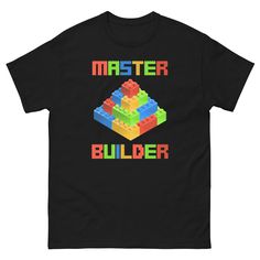 Brick Builder Funny Blocks Master Builder Guys Funny Unisex Classic T Shirt Tee The 100% cotton men's classic tee will help you land a more structured look. It sits nicely, maintains sharp lines around the edges, and goes perfectly with layered streetwear outfits. Plus, it's extra trendy now!   * 100% cotton  * Sport Grey is 90% cotton, 10% polyester  * Ash Grey is 99% cotton, 1% polyester  * Heather colors are 50% cotton, 50% polyester  * Fabric weight: 5.0-5.3 oz/yd² (170-180 g/m²)   * Open-end yarn  * Tubular fabric  * Taped neck and shoulders  * Double seam at sleeves and bottom hem This product is made especially for you as soon as you place an order, which is why it takes us a bit longer to deliver it to you. Making products on demand instead of in bulk helps reduce overproduction, s Lego Shirts, Layered Streetwear, Look Plus, Ash Grey, Fabric Weights, Classic T Shirts, Gender Neutral, Polyester Fabric, Tee Shirts