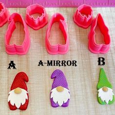 the cookie cutters have been made to look like gnome's hats and feet