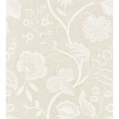 a beige and white wallpaper with flowers on it