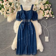 Materials: other Size: s, m, l Color: light blue, dark blue Looks Jeans, French Dress, Womens Denim Dress, Streetwear Summer, Suspender Dress, Korean Dress, Women Outfits, Casual Streetwear, Medium Long