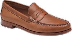 Classic Brown Plain Toe Slip-ons, Classic Slip-ons With Leather Footbed For Business Casual, Classic Brown Slip-ons For Fall, Classic Leather Slip-ons For Semi-formal Occasions, Classic Brown Slip-ons With Stitched Sole, Classic Moc Toe Slip-ons For Fall, Business Casual Moccasins With Round Toe And Leather Lining, Casual Wingtip Slip-ons With Leather Footbed, Business Moccasins With Cushioned Footbed