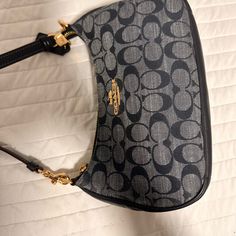 Denim Colored Coach Bag. Goes With Any Pair Of Jeans!! Perfect Condition! Devil Wears Prada, Jeans Bag, Coach Bag, Coach Purse, Colored Denim, Mini Bags, Coach Purses, Coach Bags, Blue Gold