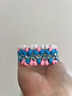 Bright, fun, and hand made with love Cotton Candy Kandi Cuff to stand out at your next festival! Kandi Cuff, Kandy, Made With Love, Cotton Candy, With Love, Jewelry Bracelets, Hand Made, Etsy Accessories, Accessory Gift