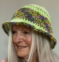 Women's Hat / Summer Brimmed Hat / Green Summer Cotton Hat / Cute and Unique Hats / Original Hats Sugar And Cream Yarn, Bohemian Hats, Crochet Hat For Women, Eyelash Yarn, Summer Hats For Women, Brimmed Hat, Summer Sun Hat, Unique Hats, Bohemian Accessories