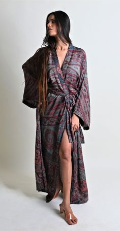 Cashmere Silk Dressing Gown Wedding Morning Cashmere Robe - Etsy Long Silk Robe, Cashmere Robe, Silk Robe Long, Silk Dressing Gown, Wedding Morning, House Coat, Silk Kimono Robe, Plus Sized, Character Inspo