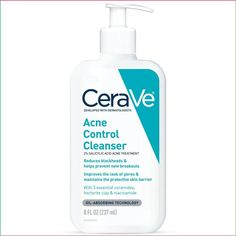 CeraVe Acne Control Face Wash is formulated with 2% salicylic acid to clear acne and reduce blackheads. Purifying clay helps improve the appearance of pores. Formulated with Oil-Absorbing Technology, in a refreshing gel-to-foam texture, this acne treatment cleanses skin and targets pores, helping prevent new acne breakouts while maintaining the protective skin barrier with 3 essential ceramides. Key Ingredients: •2% salicylic acid (SA) is a beta hydroxy acid (BHA), an effective exfoliator that h Salicylic Acid Benefits, Salicylic Acid Cleanser, Acne Face, Drugstore Foundation, Salicylic Acid Acne, Acne Control, Acne Breakout, Acne Spots, Clear Acne