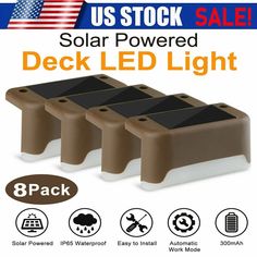 3 pack solar powered deck led light for outdoor use in the yard, patio or garden