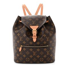 This is the authentic LOUIS VUITTON Monogram Montsouris NM Backpack. This stylish backpack is crafted ofa classic Louis Vuitton monogram on coated canvas in brown. It features vachetta leather trim, a front zipper pocket, and adjustable shoulder straps with polished gold tone hardware. The front flap opens with a belt buckle closure to a deep plum microfiber interior with a hanging patch pocket. Louis Vuitton Backpack Outfit, Mochila Louis Vuitton, Louis Vuitton Monogram Bag, Louis Vuitton Backpack, Stylish Backpack, Backpack Free, Louis Vuitton Empreinte, Louis Vuitton Vernis, Deep Plum