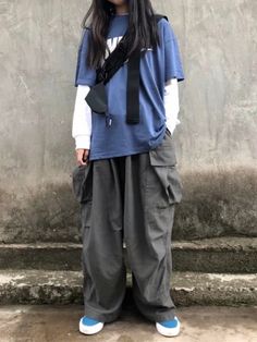 Cargo Women, Harajuku Grunge, Style Oversize, Grey Cargo Pants, Grunge Baggy, Style Cargo, Style Hip Hop