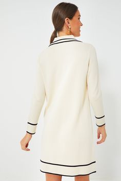 A chic, just-add-flats shirtdress for work, weekends, and beyond. The Cream Eleonora Dress fully embodies Parisian style with its crisp tailored silhouette, clean lines, spread collar, and quarter length placket that lends itself to elevated, yet casual wear. Cut from soft, stretch fabric that won't lose its shape over time, this mini is easy to wear all day long, from morning meetings to early evening happy hours. Effortless and sophisticated, this is the ideal number that suits many occasions Morning Meetings, Early Evening, Happy Hours, Plus And Minus, The Cream, Cream Dress, Shirtdress, Contrast Trim, Parisian Style