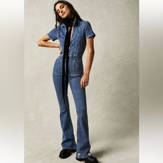 Nwot. This Is Brand New Without Tags. Tag Holders Still Visibly Attached. Amazing Jumpsuit! Just Too Long For Me And Was Unable To Wear. This Is Regular Length. Flare Jumpsuit, Stretch Denim Fabric, Trendy Denim, Free People Denim, Casual Chic Style, Free People Pants, Denim Jumpsuit, Fit N Flare Dress, Denim Fabric