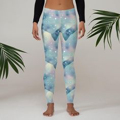 Stylish, durable, and a hot fashion staple. These polyester/spandex leggings are made of a comfortable microfiber yarn, and they'll never lose their stretch.  * Fabric: 82% polyester, 18% spandex * Fabric weight: 6.78 oz/yd² (230 g/m²) (weight may vary by 5%) * UPF 50+ * Made of a microfiber yarn, which makes the item smooth and comfortable * Four-way stretch fabric that stretches and recovers on the cross and lengthwise grains * Elastic waistband * Overlock and coverstitch * Blank product compo Workout Tights, Fitness Wear, Legging Outfits, Spandex Leggings, Print Leggings, Gym Fitness, Workout Wear, Outfits With Leggings, Star Print