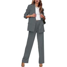 *Womens Office Attire, Our Business Casual Pants For Women Are Made Of Lightweight Fabric, Stretchy And Comfortable. *A Women's Fashion Business Suit Featuring A Blazer With Single Breasted Design, Peak Lapels, Front Flap Pockets, And Long Sleeves. *These Womens Suits Dressy As Well As A Matching Pair Of Pants With A High Rise Design, Elasticized Waist At Back And Straight Leg. Unlined Inside Pants. *Womens Suits Dressy Perfect For Business, Work, Office, Party, Professional, Formal, Semi Formal Casual Tailored Sets With Pockets, Casual Office Sets For Fall, Solid Straight Pantsuit For Fall, Casual Fall Office Sets, Fall Solid Pantsuit With Straight Pants, Solid Color Fall Pantsuit With Straight Pants, Fall Season Solid Color Straight Pantsuit, Fall Workwear Sets With Pockets, Fall Office Wear Sets With Pockets