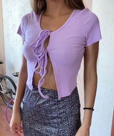 2021 New Women Ribbed T-Shirts Knitted Tie Front Short Sleeve Crop Top – Ifomt Y2k Ribbed Tops For Spring, Spring Solid Color Crop Top T-shirt, Y2k Solid Color Tops For Spring, Spring Solid Color Crop Top, Spring Y2k Solid Color Tops, Spring Solid Color Y2k Tops, Purple Stretch Crop Top, Y2k Ribbed Crew Neck Top, Y2k Stretch Solid Color Tops