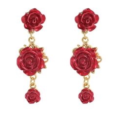 PRICES MAY VARY. Red Rose Earrings: The earrings feature a unique and classic red rose design, add a touch of glamor and elegance to your outfit with these sexy vintage earrings. High Quality Material: The rose earrings are made of high quality alloy, sturdy, hypoallergenic, nickel and lead free, suitable for you to wear for a long time. Suitable for Every Occasion: These red earrings are not only suitable for you to wear in your daily life, but also suitable for parties, banquets, anniversaries Red Rose Jewelry, Red Rose Earrings, Red Rose Design, Red Flower Earrings, Flower Drop Earrings, Beautiful Red Roses, Steampunk Accessories, Rose Jewelry, Red Earrings