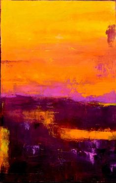 an abstract painting with purple and orange colors