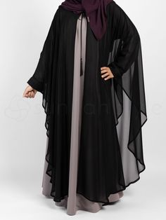 Sunnah Style - Shadow Chiffon Robe (Black) Modest Black Khimar, Modest Long Sleeve Black Khimar, Modest Black Long Sleeve Khimar, Black Long Sleeve Hijab For Eid, Black Long Abaya, Black Long Modest Abaya, Modest Black Thobe For Eid, Elegant Long Black Niqab, Long Black Modest Khimar