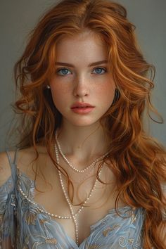 Redhead Woman Character Inspiration, Strawberry Blonde And Blue Eyes, Blue Eyes Red Hair, Red Hair Princess, Ty A Ja, Holographic Hair, Female Portrait Photography, Anime Show, Red Haired Beauty