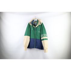 Vintage 90s Perry Ellis Mens Large Thrashed Spell Out Hooded Windbreaker Jacket Mens Jacket Thrashed. Has stains on both arms, Blemishes on the inner lining and collar. Distressed and faded Mens size Large Measurements are: 28 inches underarm to underarm 28.5 inches top to bottom Multicolor Nylon US Shipping is FREE Canada is $15 and International is $24 Check out my other items in my store! G470 Retro Hooded Windbreaker For Fall, Retro Hooded Fall Windbreaker, Sporty Green Hooded Parka, Green Hooded Sport Coat For Outdoor Activities, Vintage Windbreaker With Double-lined Hood For Outdoor Activities, Vintage Outdoor Hoodie With Double-lined Hood, Vintage Windbreaker With Adjustable Hood For Outdoor Activities, Vintage Windbreaker With Adjustable Hood For Outdoor, Urban Green Windbreaker With Adjustable Hood