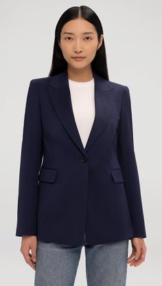 Single Button Blazer in Seasonless Wool | Women's Blazers | Argent Office Wear Dresses, Colourful Dress, Brand Moodboard, Blazer Women, Women's Blazers, Single Button Blazer, Fall Winter Wardrobe, Blazer Designs, Peak Lapel