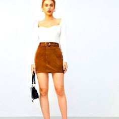 Brand New, Still In Bag, Shein Corduroy Mini Skirt In Tan/Camel. Matching Corduroy Belt With A Brown Resin Loop Belt Buckle. Sold Out Now On Shein In All Sizes. I Love This Skirt, But It Is Just Slightly Too Roomy For Me In The Waist. I’m A 25” Waist, I Think It Would Fit Better On A 26-28” Waist, The Fit Is Adjustable By A Few Inches, Depending On Which Belt Notch You Use. I Just Waited Too Long To Return It. Brown Corduroy Mini Skirt For Fall, Brown Mini Skirt For Fall Day Out, Hot Pink Tulle Skirt, High Waisted Plaid Skirt, Cowgirl Skirt, Shein Skirts, Loop Belt, Brown Mini Skirt, Pink Tulle Skirt