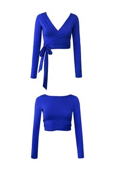 Our much-loved, buttery soft Wraptop, now in the highly anticipated ultramarine blue. Able to be worn back-to-front, this versatile cover-up is perfect for wearing in or out of the water. Designed to be paired with your favourite bikini top or bra underneath. Get the set with the Andi Swim-To-Sweat Top. Fitted Solid Color Wrap Top, Fitted Versatile Blue Tops, Blue Fitted Versatile Top, Versatile Fitted Blue Top, Fitted Royal Blue Long Sleeve Top, Royal Blue Fitted Tops, Casual Blue Wrap Top, Bathing Suit With Sleeves, Swimwear Long Sleeve