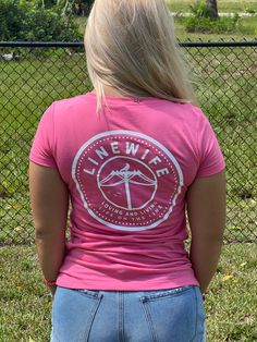 Available in ladies style shirt and unisex style shirt. Need a shirt to show off your line pride? Sport this pink and white soft shirt with shorts or jeans! Perfect for any occassion! This shirt also matches the LineDaughter Shirt!! Match your little girl with a Mommy and Me pair! Ladies Style Fit: (REMINDER: LADIES FIT IS FORM FITTING) 4 oz./yd², 60/40 combed ringspun cotton/polyester, 30 singles Fabric laundered Set-in collar 1x1 baby rib with front coverstitching Self 3/8" shoulder-to-shoulde Fitted Pink Graphic Tee Shirt, Pink Fitted Crew Neck Shirt, Pink Fitted Short Sleeve Shirt, Pink Pre-shrunk Shirt For Spring, Spring Pink Pre-shrunk Shirt, Sporty Short Sleeve Pink Shirt, Pink Short Sleeve Graphic Tee, Pink Cotton Sporty Shirt, Sporty Pre-shrunk Pink Shirt