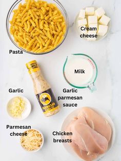 ingredients to make macaroni and cheese are shown here