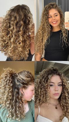 Curly Balayage, Curly Balayage Hair, Curl Hair, Dye Ideas, Bob Styles, Curled Hairstyles, Balayage Hair, Curly Blonde, Hair Goals