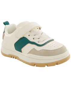 Toddler Easy-On Casual Sneakers - OshKosh | Carter's Trendy Lace-up Sneakers For School, Casual Cream High-top Sneakers, Casual Skate Shoes With Rubber Sole For School, Casual Round Toe Skate Shoes For School, School Sneakers With Lace-up Vulcanized Sole, School Lace-up Sneakers With Vulcanized Sole, Casual Sneakers For School In Spring, Casual School Sneakers For Spring, Lace-up Sneakers With Vulcanized Sole For School