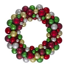 a christmas wreath with ornaments on it