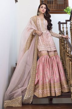 Diwali Organza Sharara With Dabka Work, Organza Anarkali Sharara For Eid, Anarkali Style Organza Sharara For Eid, Anarkali Organza Sharara For Festivals, Bollywood Style Organza Sharara For Designer Wear, Semi-stitched Organza Sharara For Eid, Semi-stitched Organza Sharara For Festivals, Festival Semi-stitched Organza Sharara, Unstitched Organza Sharara For Festivals