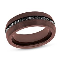 men's wedding band with black and white diamonds in 18k rose gold, 8mm