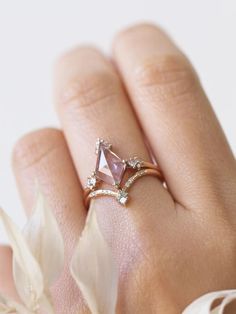 Keira Band – HIDDENSPACE Kite Ring, Pink Engagement Ring, Ring Sapphire, Solid Gold Band, Band Design, Star Ring, Princess Diamond, Womens Wedding Bands, Salt And Pepper Diamond