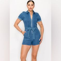 New With Tags Iris Basic Blashe Denim Jumpsuit Romper. Slight Differences From Photo On Model, Refer To Other Photos Please. Lighter Blue, Differences In Pockets And Zipper But It Fits The Same As On The Model. Never Worn, Perfect Condition. Denim Jumpsuits And Rompers With Short Sleeves, Fitted Denim Jumpsuits And Rompers With Short Sleeves, Trendy Short Denim Jumpsuit With Pockets, Spring Denim Blue Short Sleeve Overalls, Spring Dark Wash Short Sleeve Jumpsuits And Rompers, Blue Denim Short Sleeve Jumpsuit, Spring Short Sleeve Denim Blue Overalls, Blue Denim Jumpsuit With Short Sleeves, Blue Short Sleeve Denim Jumpsuit