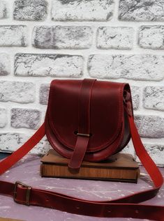 Red Leather Bag for Women, Burgundy Purse, Burgundy Leather Purse, Messenger Bag, Leather Crossbody Bag for women, Red Leather Saddle Bag For Formal Occasions, Red Leather Saddle Bag For Formal Events, Classic Burgundy Bag For Gift, Classic Burgundy Bag As Gift, Red Leather Satchel Saddle Bag, Red Leather Saddle Bag Shaped As Satchel, Red Leather Saddle Bag In Satchel Shape, Burgundy Leather Crossbody Flap Bag, Red Soft Leather Flap Bag