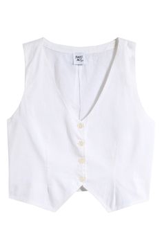 Whether worn alone or layered, this statement vest made from stretchy cotton with a cropped silhouette is always a great choice. Front button closure V-neck 97% cotton, 3% elastane Machine wash, line dry Imported Crop Vest, Cropped Vest, White Button Up, Nordstrom Store, Princess Polly, Button Up, Size 10, Nordstrom, V Neck