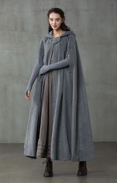 Maxi Hooded Wool Coat Cloak (8 Colors) – Linennaive Regency Aesthetic, Winter Cloak, Hooded Wool Coat, Cashmere Cape, Black Winter Coat, Hooded Cape, Linen Fashion, Color Lab, Cashmere Fabric