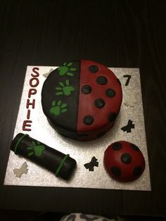 a cake with a ladybug design on it