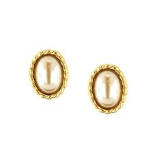 1928 Jewelry Gold-Tone Costume Pearl Oval Button Earrings Pearl Statement Earrings, Chic Fashionista, 1928 Jewelry, Pearl Stone, Vintage Inspired Jewelry, Oval Earring, Button Earrings, Round Stud Earrings, Jewelry Companies