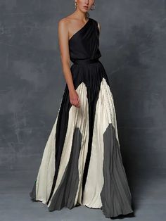 Effortlessly Alluring: One-Shoulder Maxi Dresses with Sleeveless Asymmetric Pleats and Captivating Prints Pleated Party Dress, Long Dresses Elegant, Elegant Maxi Dress, Estilo Chic, A Line Prom Dresses, Long Skirts, Maxi Dress Evening, Summer Party Dress, Formal Dresses For Women