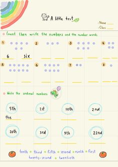 a poster with numbers and words to help kids learn how to write the number word