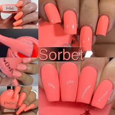 Neon Pink Nail, Coral Pink Nails, Peach Nail Polish, Do It Yourself Nails, Bright Summer Acrylic Nails, Neon Pastel, Peach Nails, Coral Nails, Water Marble