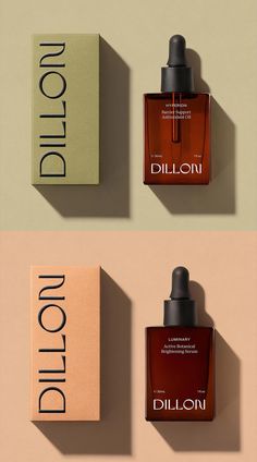 three bottles of different types of perfumes on top of each other, with the words di