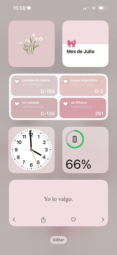 an iphone screen showing the time, date and other things to do in spanish on it