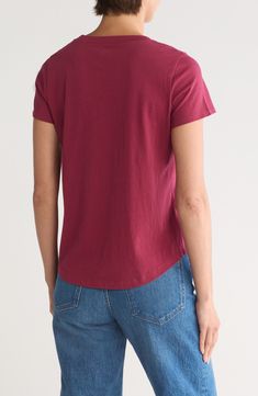 Nothing beats a good basic, and this all-cotton t-shirt inspired by a vintage favorite checks all the style boxes. Crewneck Short sleeves 100% cotton Machine wash, tumble dry Imported Red Organic Cotton Crew Neck Top, Casual Red Organic Cotton Top, Red Casual Organic Cotton Top, Red Organic Cotton Casual T-shirt, Casual Red Organic Cotton T-shirt, Classic Red Tops For Everyday, Classic Red Tops For Everyday Wear, Mulberry Wine, Vintage Crewneck