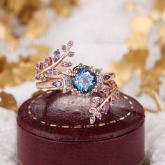 Vintage Alexandrite Engagement Ring Set Rose Gold Alexandrite Moon Wedding Ring Set Leaf Amethyst Enhancer Wedding Band Rings For Women If you want to see more pictures of this ring in white gold, follow this link. https://www.etsy.com/listing/1360543889/vintage-alexandrite-floral-engagement?click_key= ITEM DESCRIPTION Metal Type: yellow, white or rose solid 14 or 18k gold. Size: All sizes are available, contact me if they do not contain the size you want in the drop-down menu. ❀Engagement ring Purple Topaz Wedding Ring, Blue Amethyst Ring For Wedding, Blue Amethyst Wedding Jewelry, Lavender Crystal Ring For Wedding, Elegant Purple Flower Wedding Ring, Blue Amethyst Wedding Ring With Accent Stones, Blue Amethyst Wedding Ring, Lavender Wedding Rings With Round Cut, Lavender Wedding Ring With Birthstone